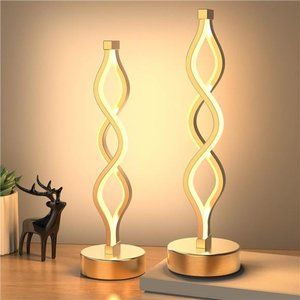 Gold Lamps for Bedrooms Set of 2, Small Table Lamp, 3 Colors, Cool Bedside Lamps